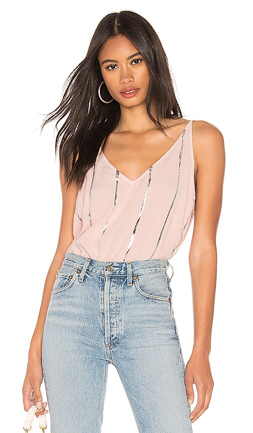 Stripe Stamped V Neck Cami