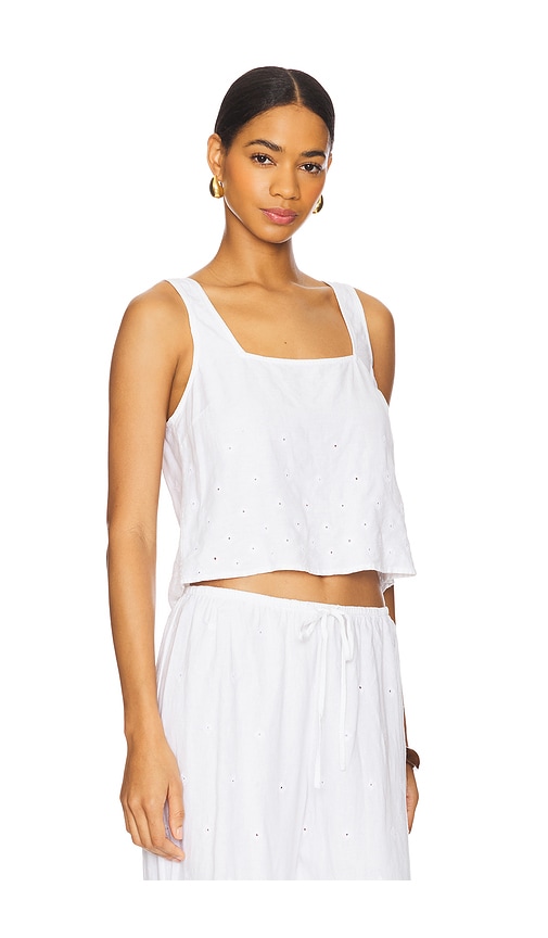 Shop Bella Dahl Square Neck Button Back Tank In White