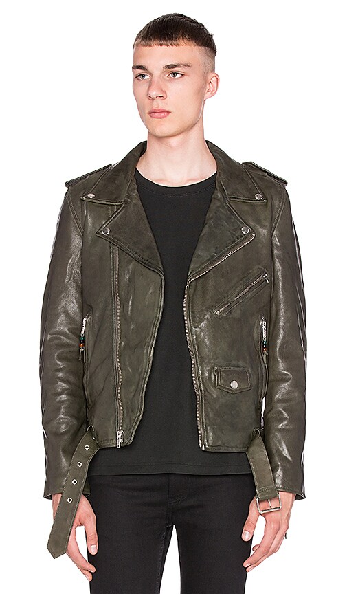 Blk Dnm X Revolve Man Exclusive Leather Jacket 5 In Military Green X Revolve Man Exclusive Leather Jacket 5 Blk Dnm