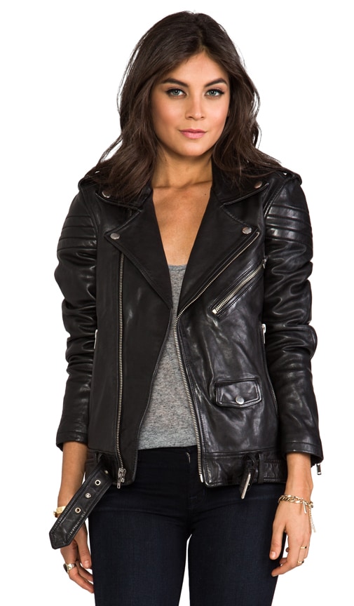 blk denim leather jacket