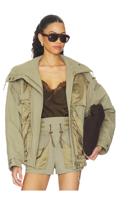 BALMAIN Batwing Two Pockets Twill Bomber in Army. Size 34. Also in 38.