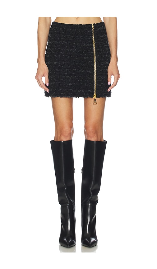 BALMAIN ZIPPED ツイードスカート - Noir | REVOLVE