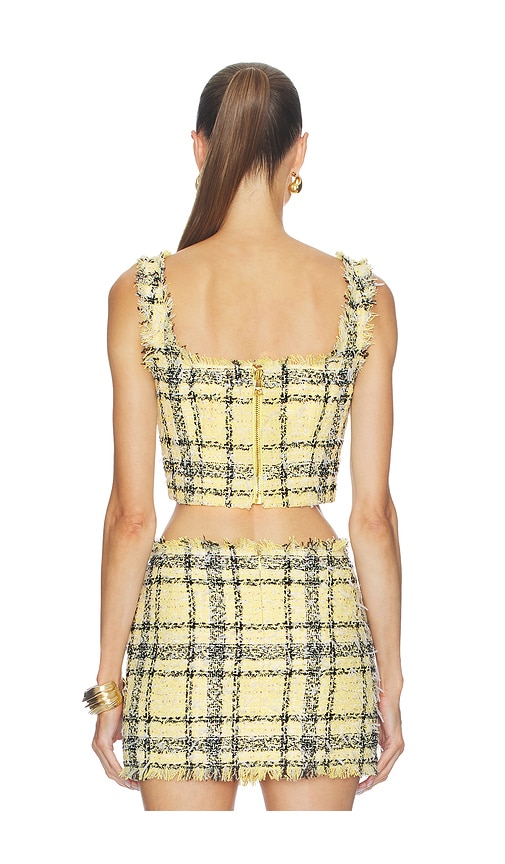  Balmain Oberteil Glitter Tweed Tartan In Yellow. Größe 34. Also In 38, 40. 