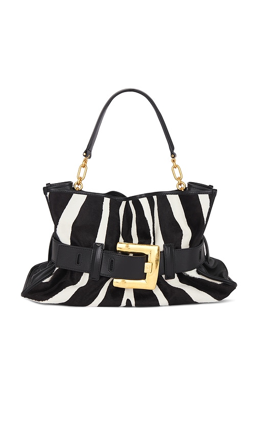 BALMAIN Anthem Medium Shoulder Bag in Noir & Blanc