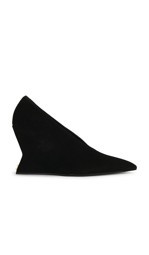 Balmain Suede Wedge Pump In Black