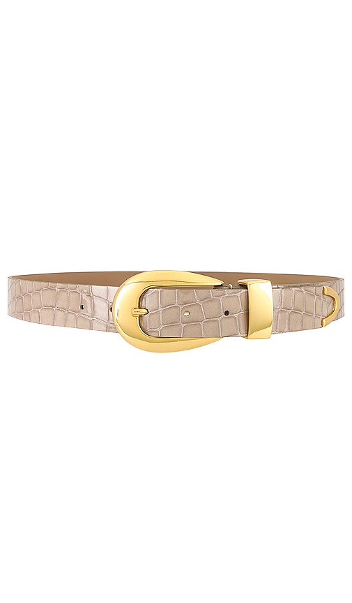B-Low the Belt Victoria Croco Luster Belt in Light Taupe & Gold