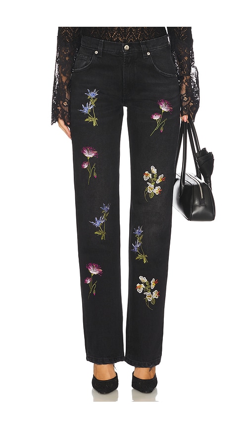 Blumarine Embroidered Denim Straight Leg