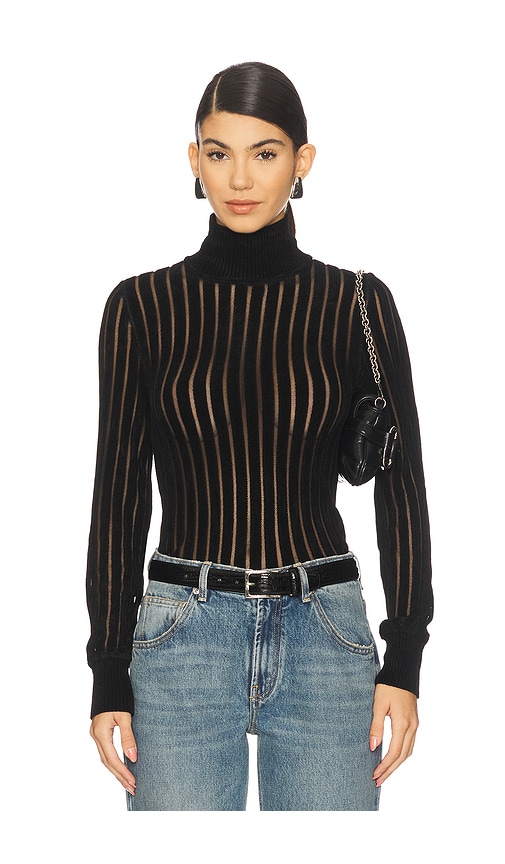 Blumarine Turtleneck Knit Sweater In Black