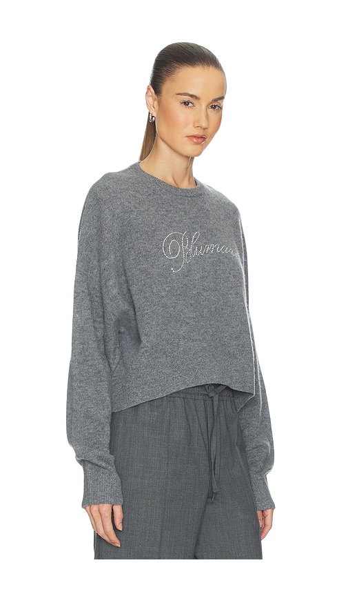 Blumarine Knit Logo Embroidered Pullover In Gray