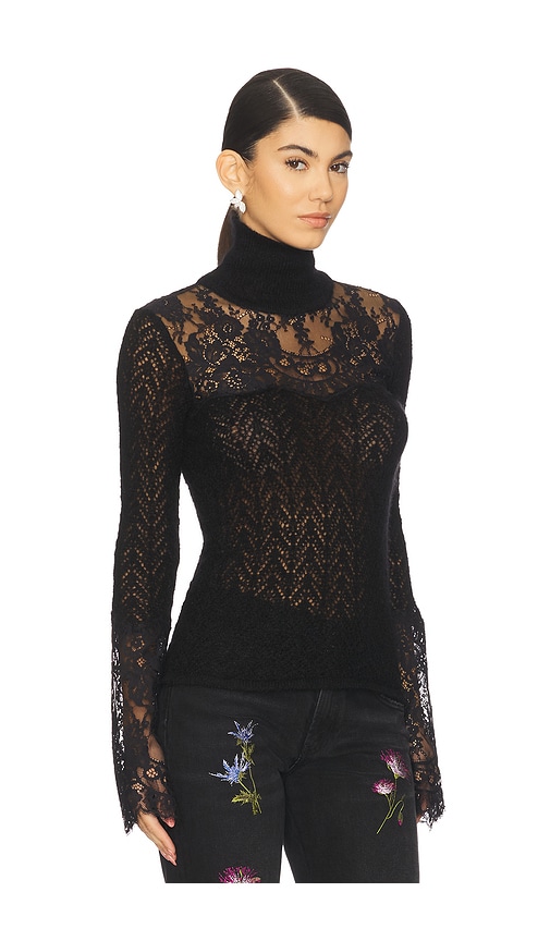 Blumarine Knit Lace Top In Black