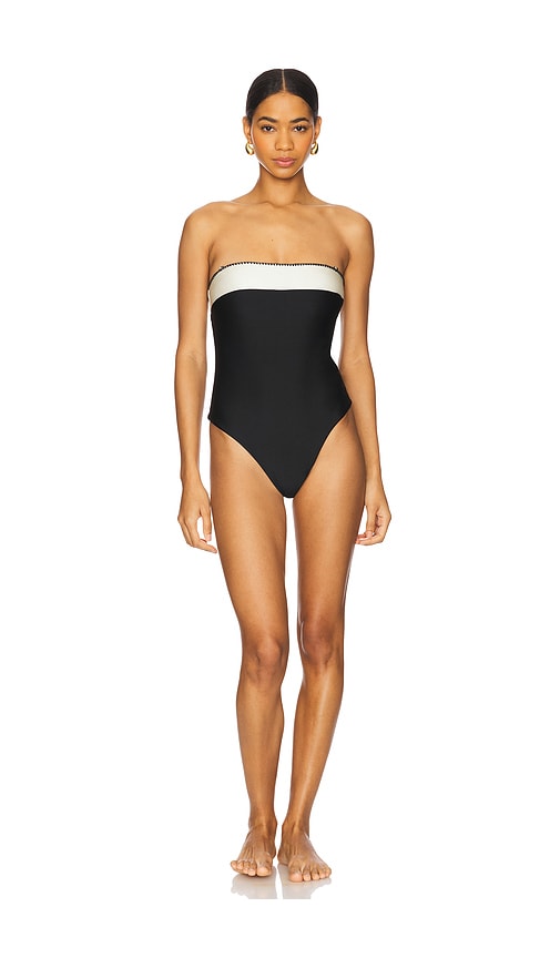 Shop Boamar Abigail One Piece Swimsuit In Black & White