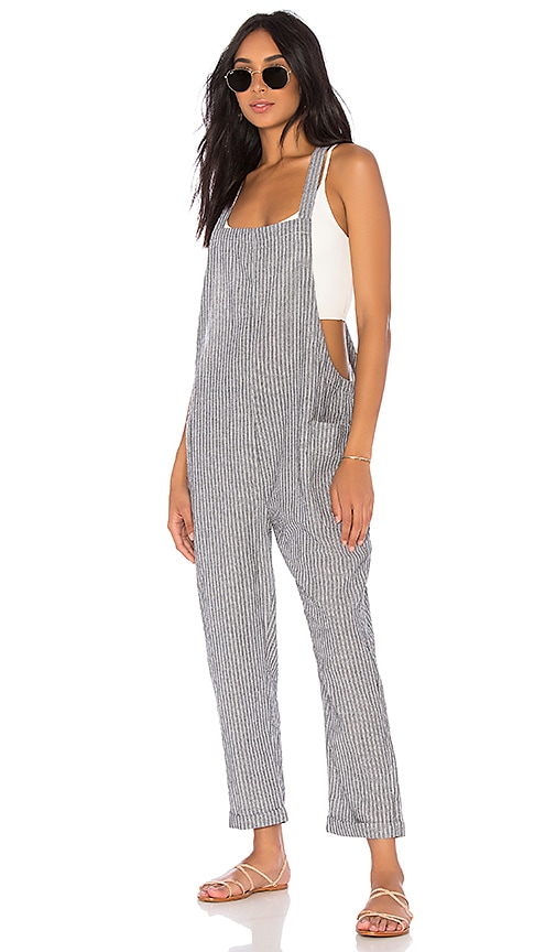 Bobi Seaside Stripe Jumpsuit in Black Stripe | REVOLVE