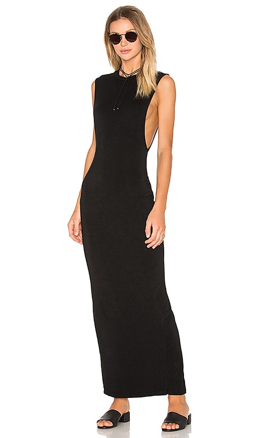 Bobi Jersey Sleeveless Back Slit Maxi Dress in Black | REVOLVE