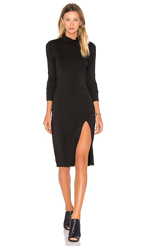 black long sleeve turtleneck mini dress