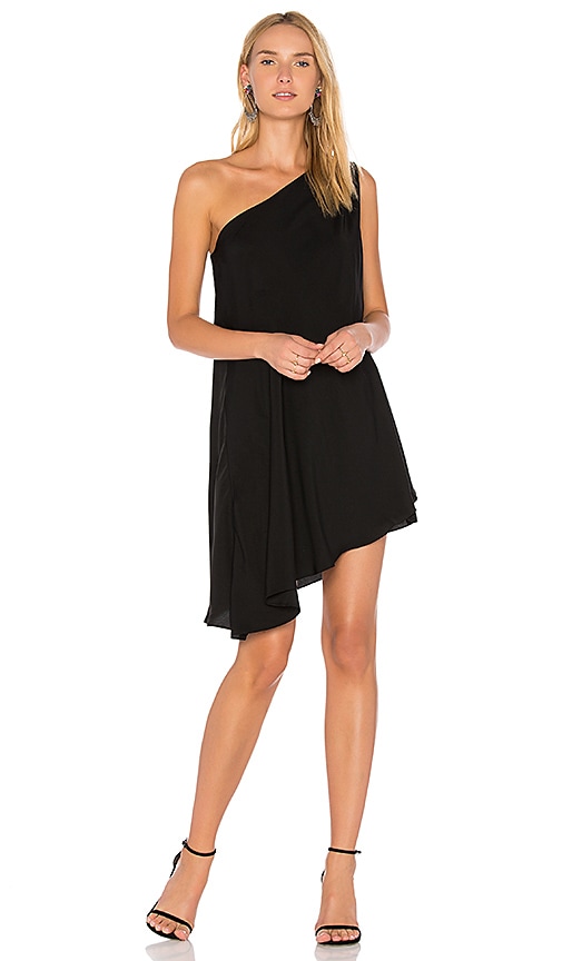 one shoulder black dress