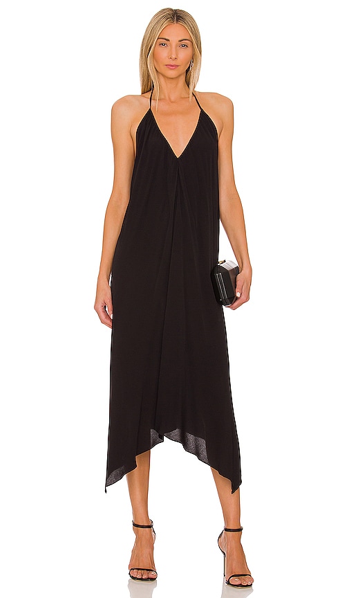 Bobi Luxe Crepe Midi Dress In Black | ModeSens