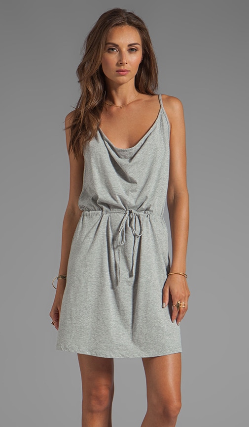 Jersey Tie Waist Dress in Heather Grey 