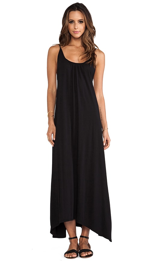 black low back maxi dress