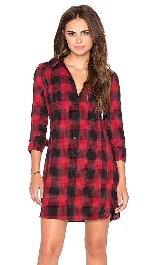 Woven Plaid Shirt Dress