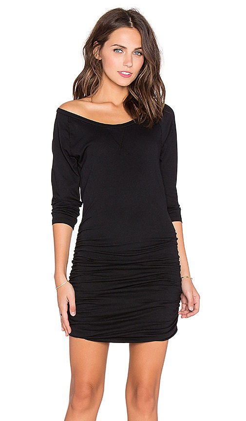 Bobi Light Weight Jersey Raglan Dress in Black | REVOLVE