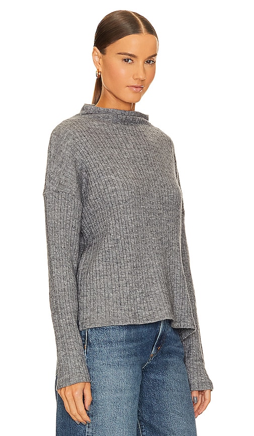 Shop Bobi Turtleneck Sweater Top In Charcoal