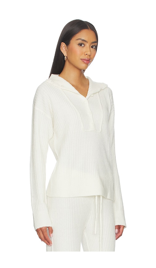 Bobi Button Funnel Neck Sweater In White