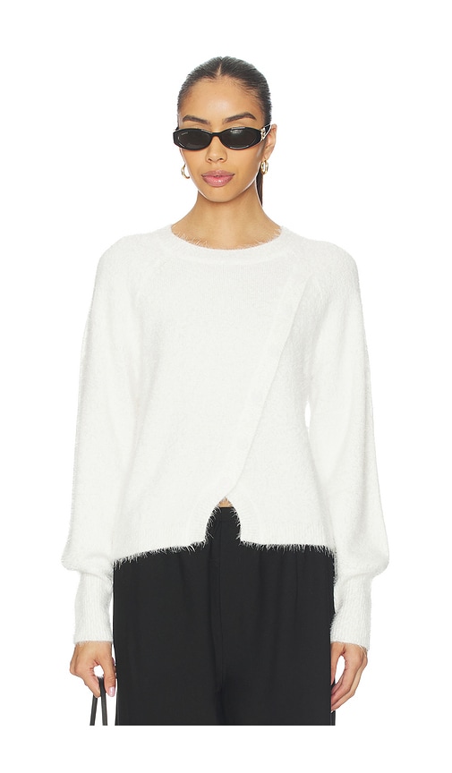 Bobi Diagonal Placket Sweater In White