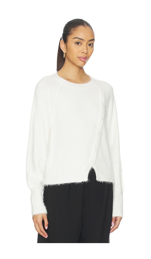 Bobi Diagonal Placket Sweater In White