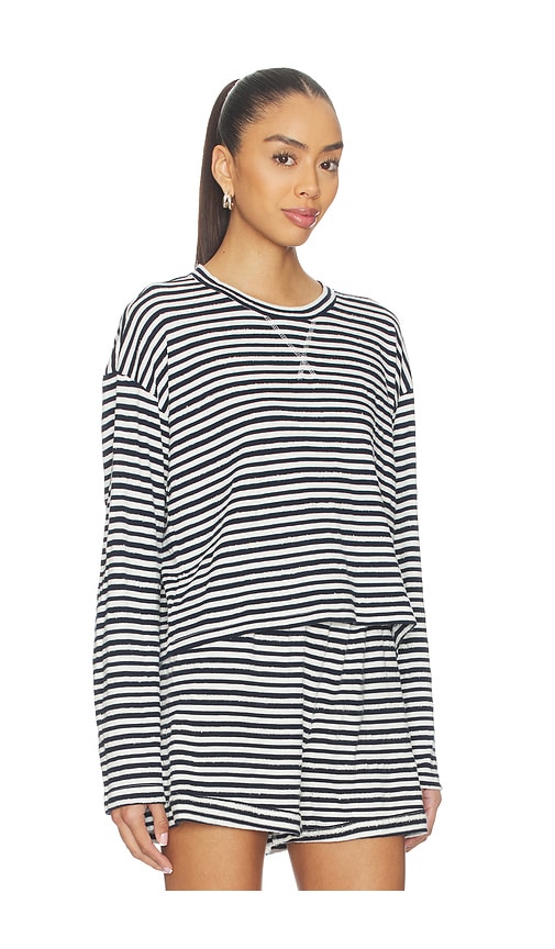 Bobi Drop Shoulder Pullover Top In Gray