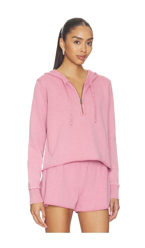  Bobi Sudadera Corta Con Media Cremallera Half Zip Crop Hoodie En Color Rose Talla L  (también En M, S, Xl, Xs). 