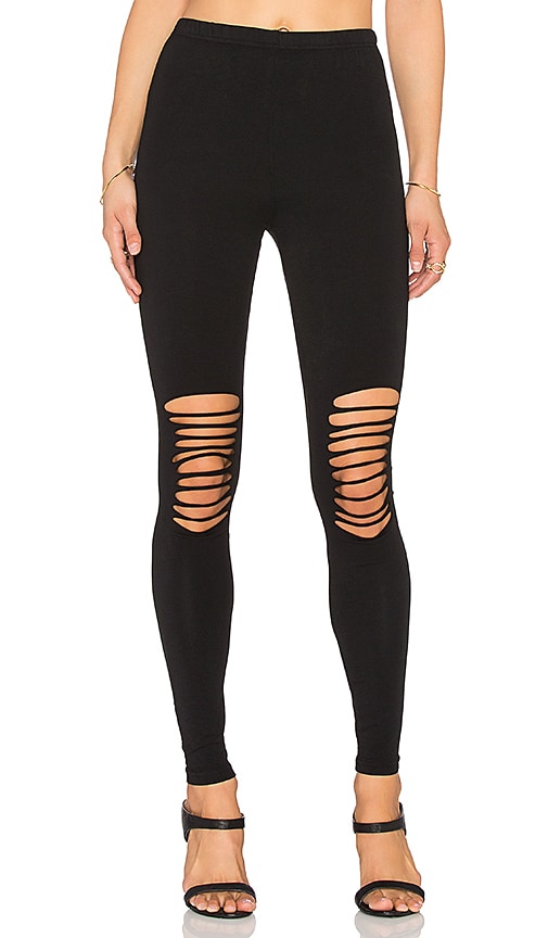 Enza Costa Ponte Zipper Legging in Black