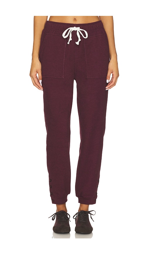 Bobi Button Jogger Pant In Burgundy