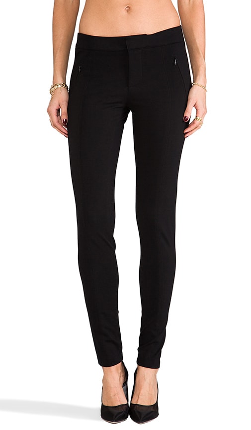 Enza Costa Ponte Zipper Legging in Black