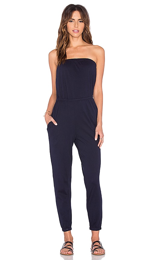 strapless jersey jumpsuit