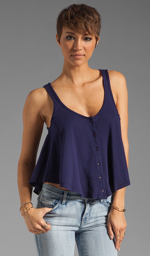 Light Weight Jersey Crop Button Tank