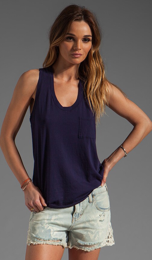Lightweight Jersey Rib Trim Racerback Pocket Tank