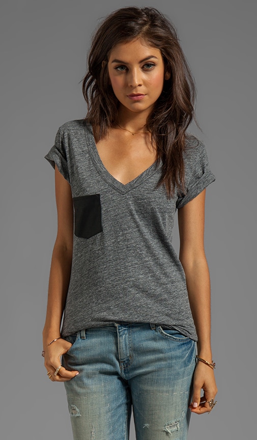 Supreme Jersey V-Neck Tee With Vegan Leather Pocket
