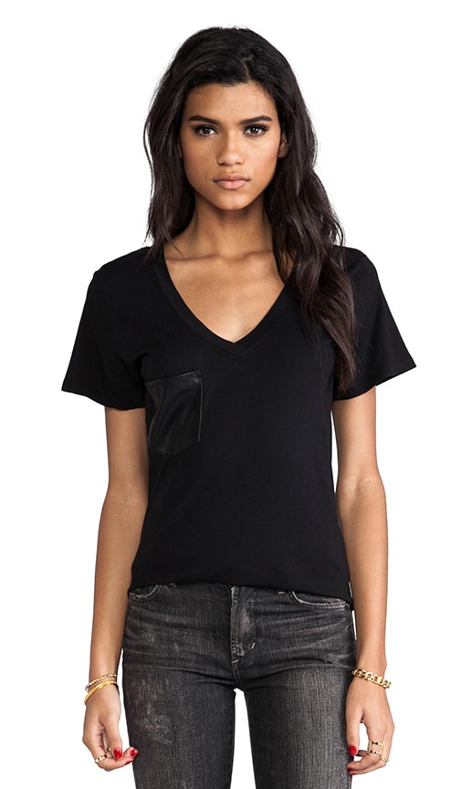 Supreme Jersey V-Neck Tee With Vegan Leather Pocket