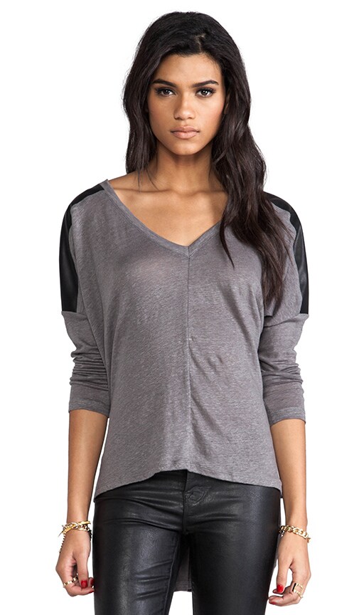 Linen Long Sleeve with Leather