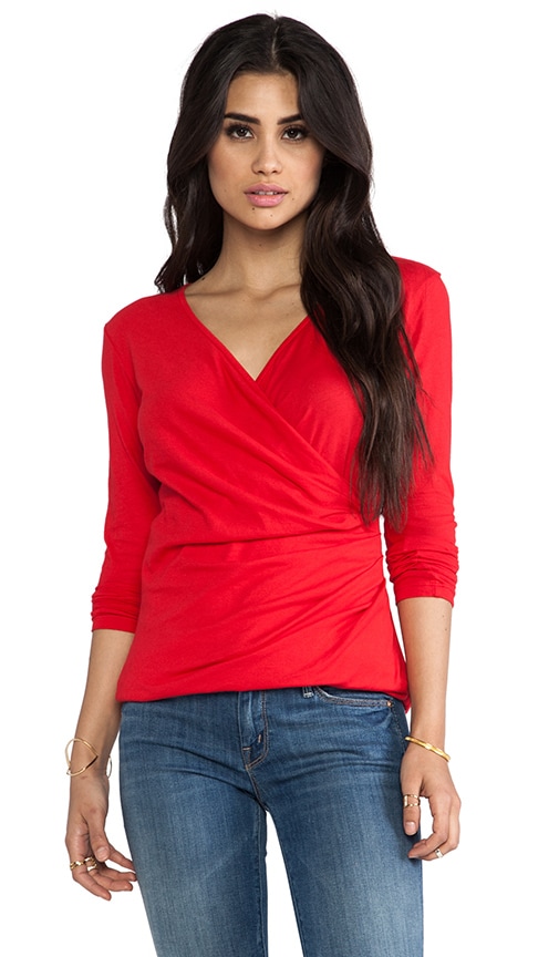 Light Weight Jersey Long Sleeve Wrap Tee