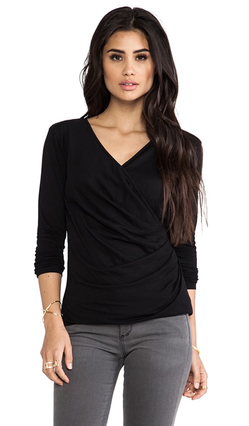Light Weight Jersey Long Sleeve Wrap Tee