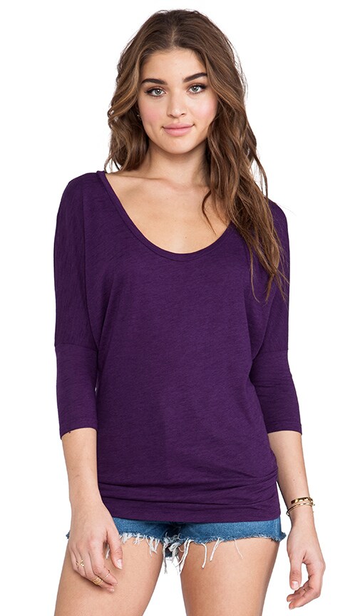Bobi Slub Dolman Top in Plum