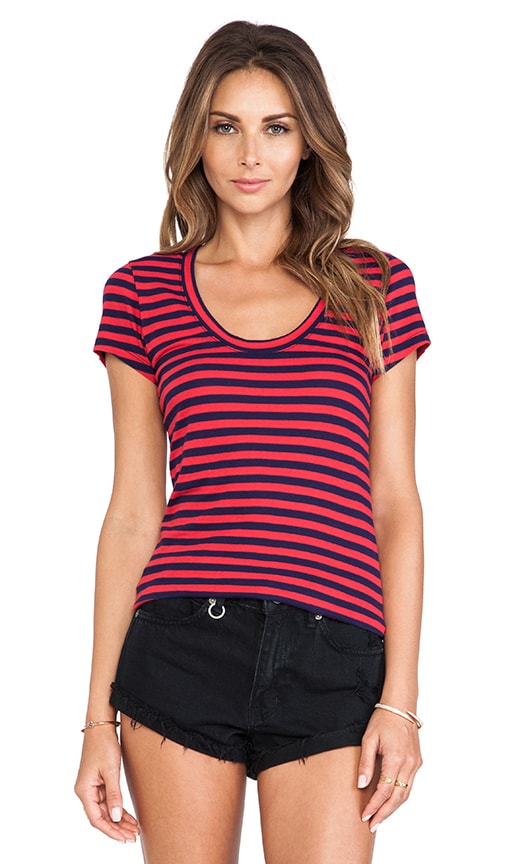 Light Weight Jersey Striped Cap Sleeve Tee