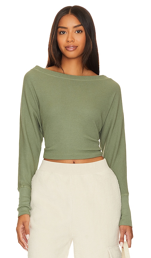Bobi Boat Neck Long Sleeve Top In Sprout