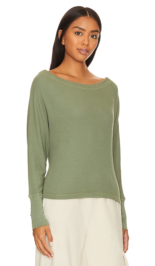 Shop Bobi Boat Neck Long Sleeve Top In Sprout