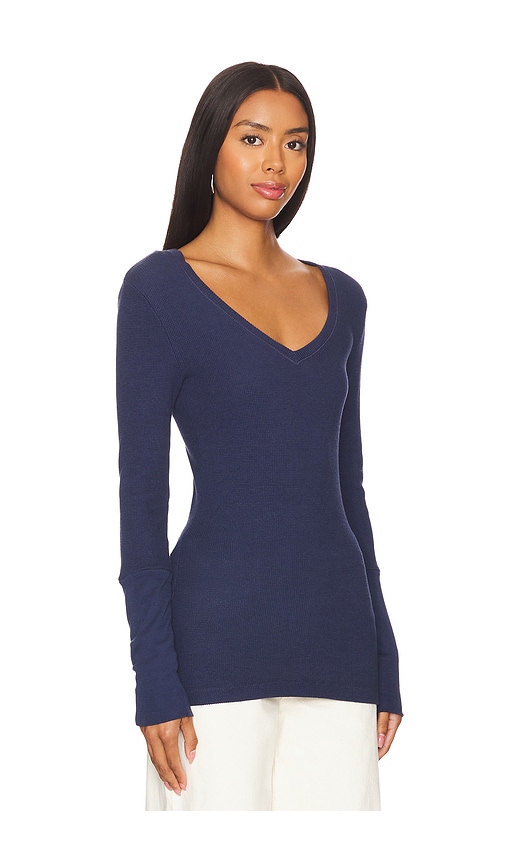 Shop Bobi V Neck Long Sleeve In Seaside