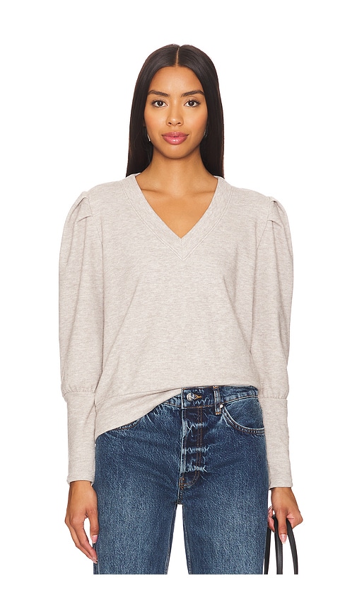 Shop Bobi Puff Sleeve Sweater In Tan