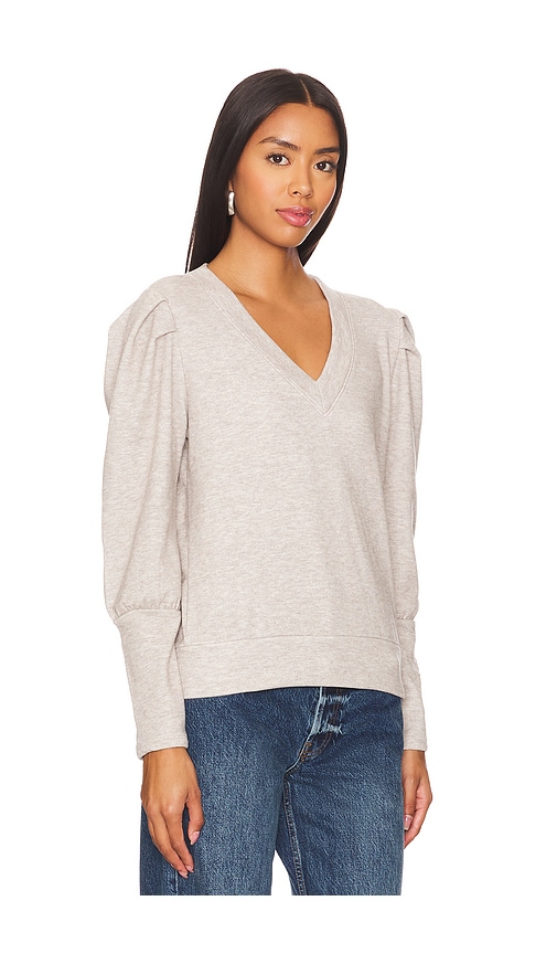 Shop Bobi Puff Sleeve Sweater In Tan