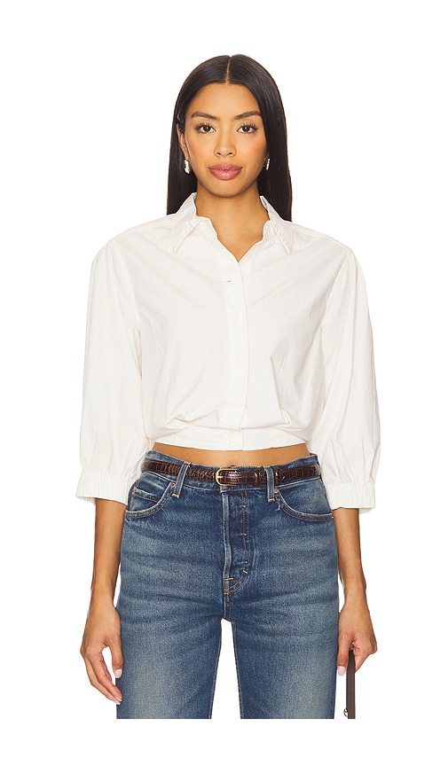 Bobi Puff Sleeve Cropped Top In White