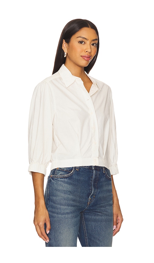 Bobi Puff Sleeve Cropped Top In White